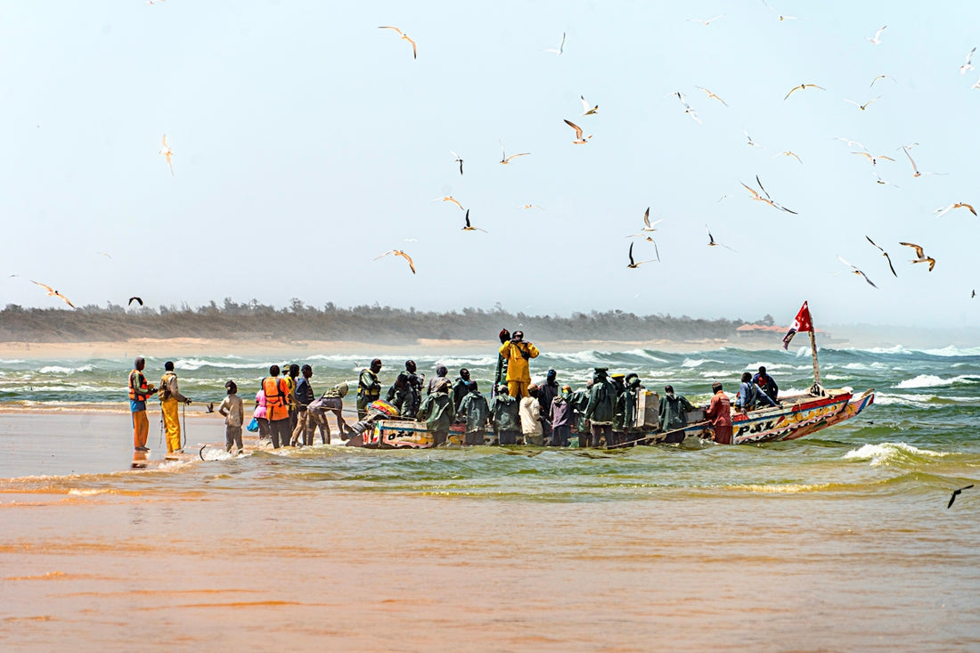 A group of people standing on top of a boat in the ocean